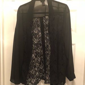 Black long sleeve lace blouse